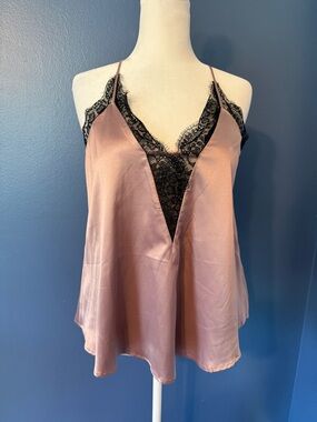 Satin Lace Trim Camisole - Dusty Rose